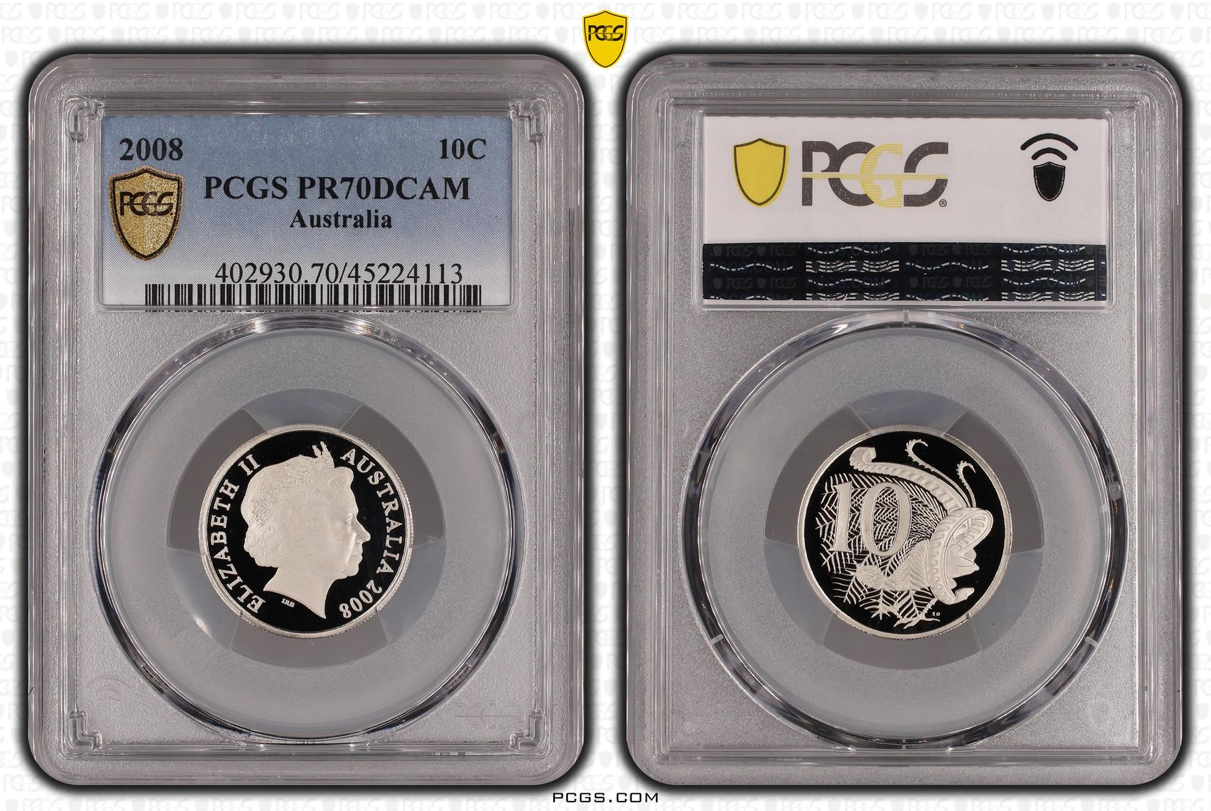 2008 Australia Ten Cent, 10c PCGS - PR70DCAM POP 50/0 -113
