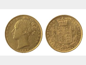 1886 Queen Victoria Young Head Sydney Mint Shield Gold Sovereign.