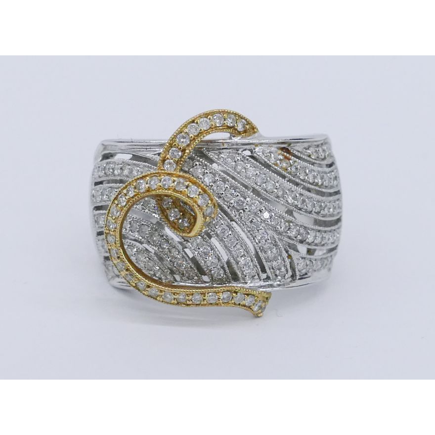 Ladies 14k Two-Tone Pierced Diamond Ring Size 9 - 9.8 Grams