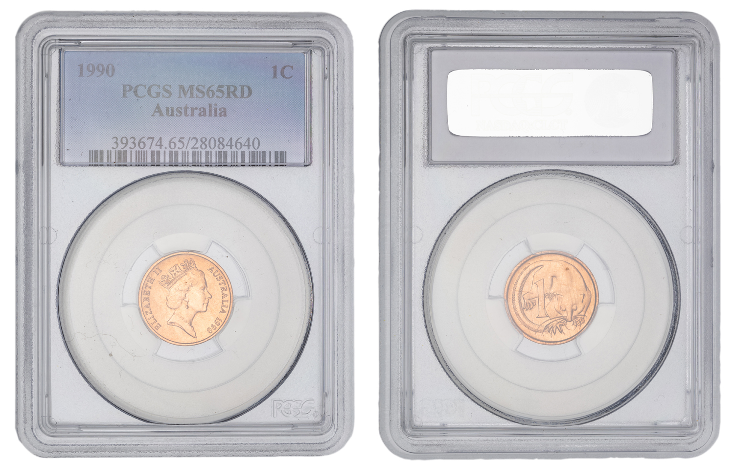 Elizabeth II, One Cent, 1990, PCGS MS65RD