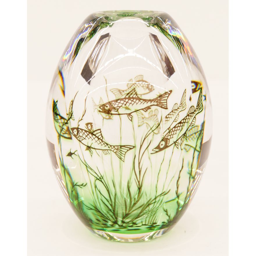 Orrefors Graal Crystal Fish Vase 6''