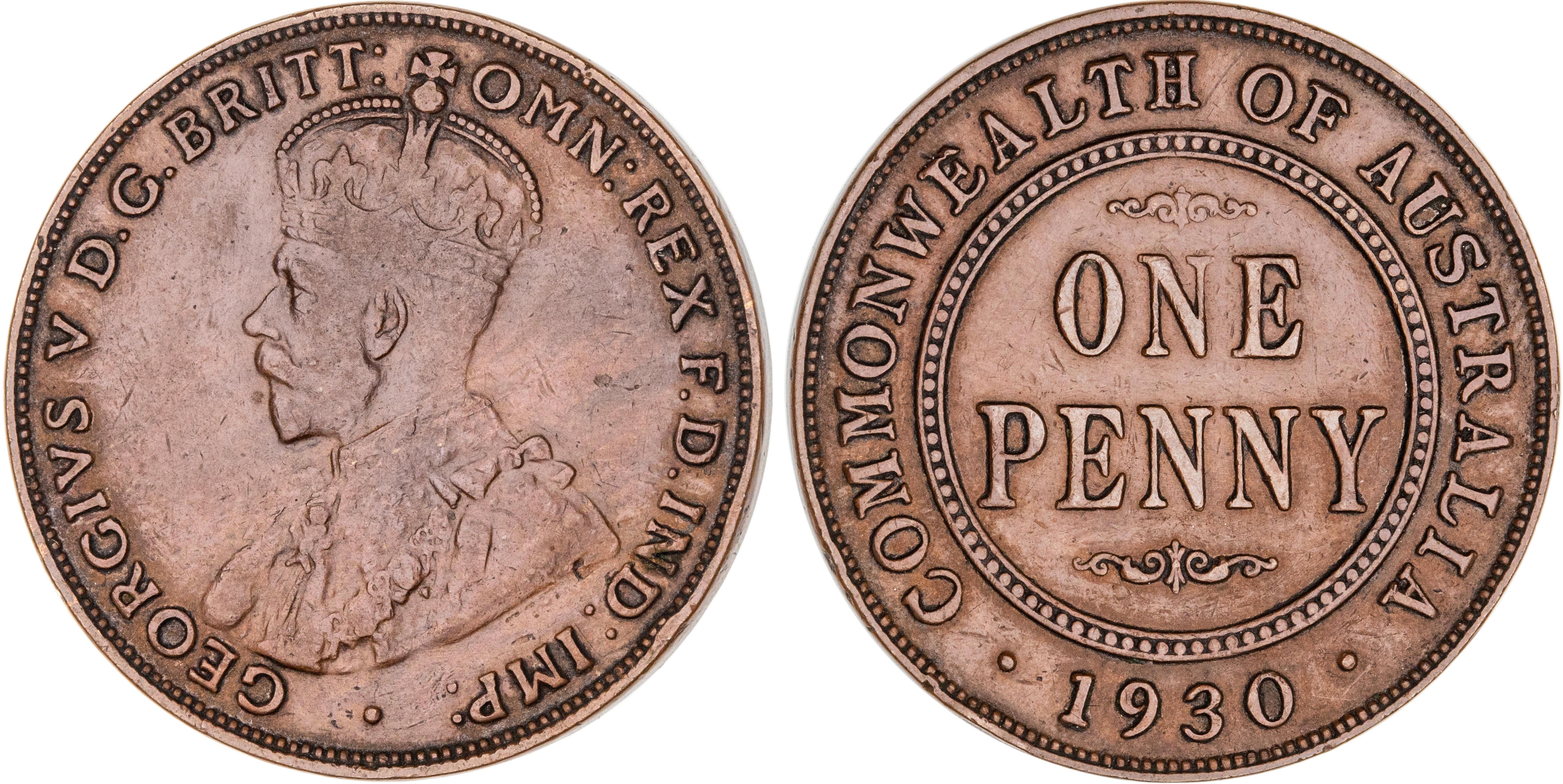 George V, Penny, 1930, aFine