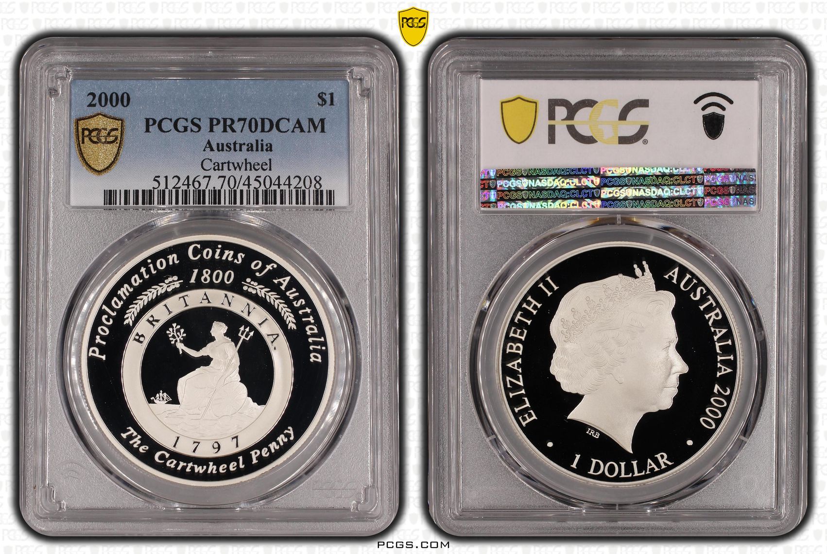 2000 Australia One Dollar, $1 Cartwheel PCGS - PR70DCAM POP 13/0 -208