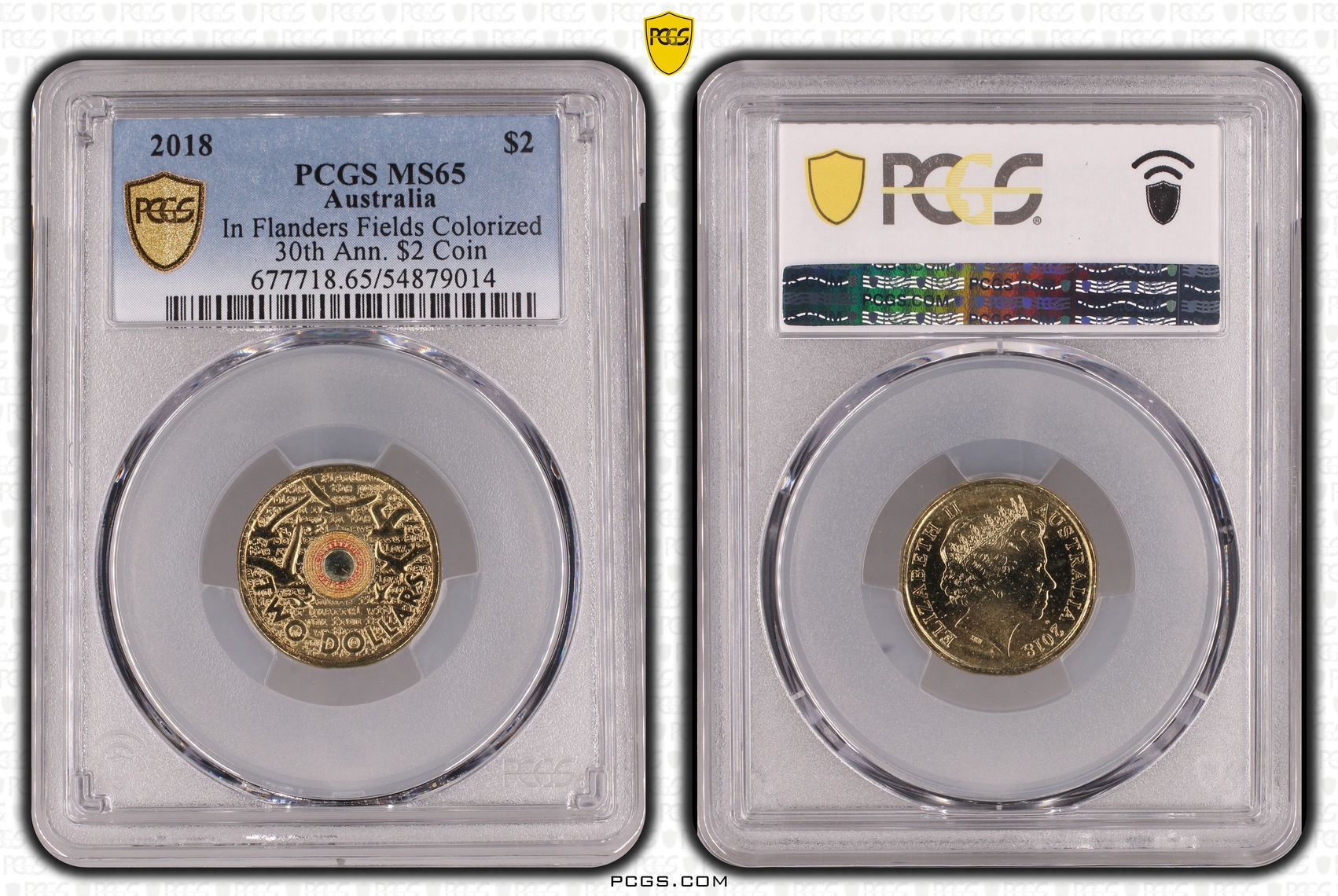In Flanders Fields Colorized - 30th Ann. $2 Coin, Two Dollar, 2018, PCGS MS65