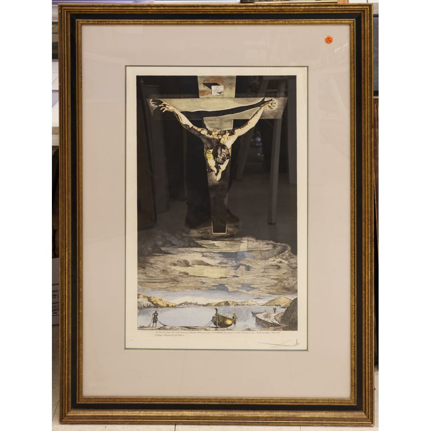 After Salvador Dali ''Christ of St. John'' S/N Etching Framed 41''x31''