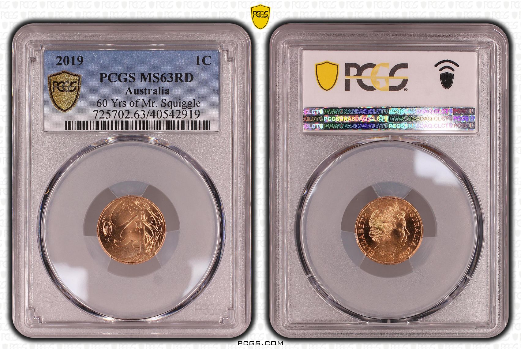 60 Yrs of Mr. Squiggle, One Cent, 2019, PCGS MS63RD