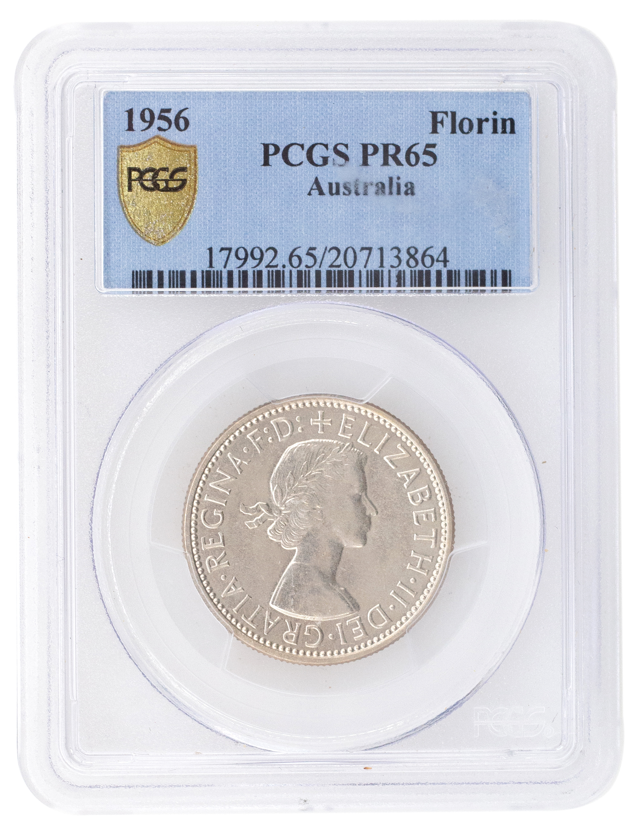 Elizabeth II, Florin, 1956, PCGS PR 65