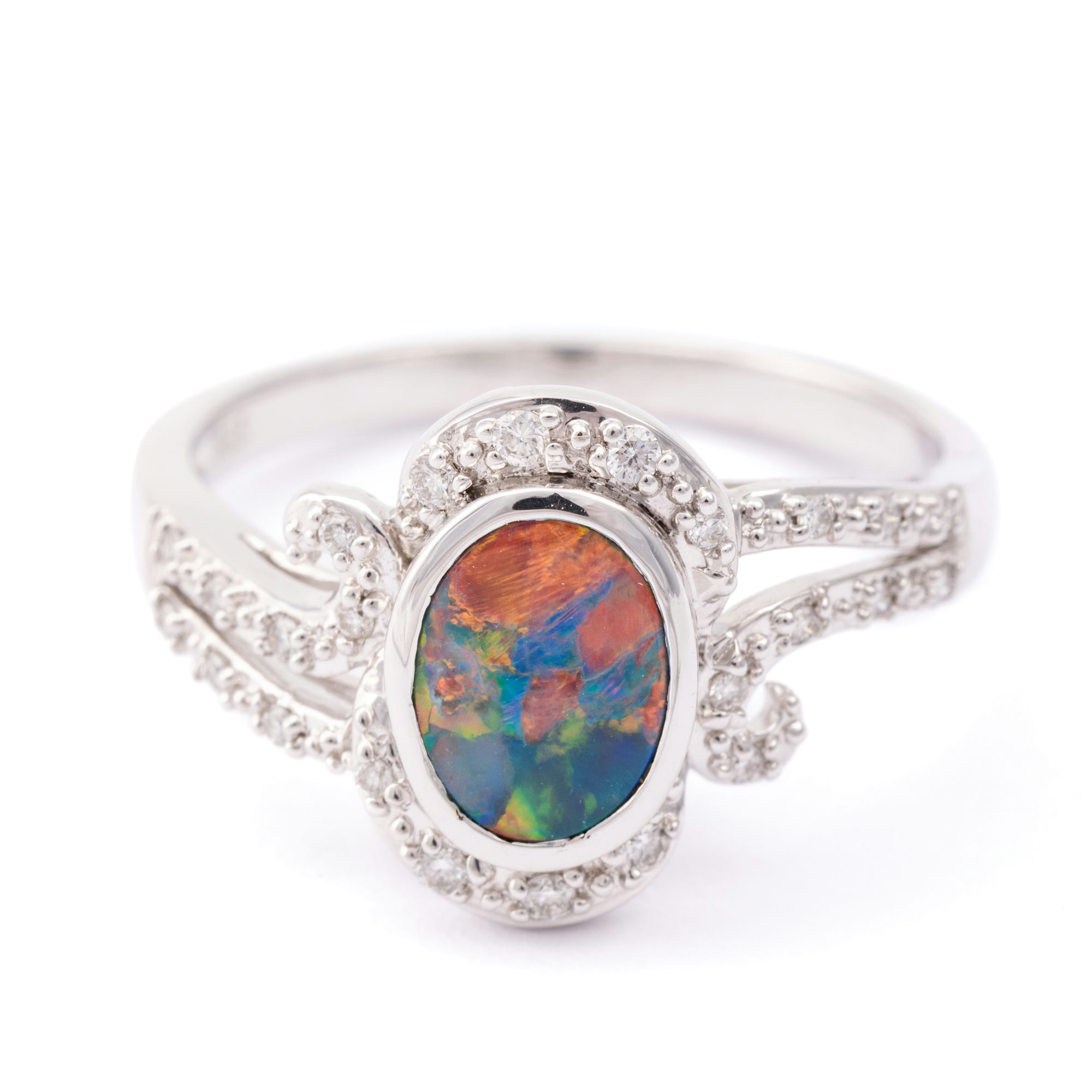 Opal & Diamond Ring 14ct Gold ,