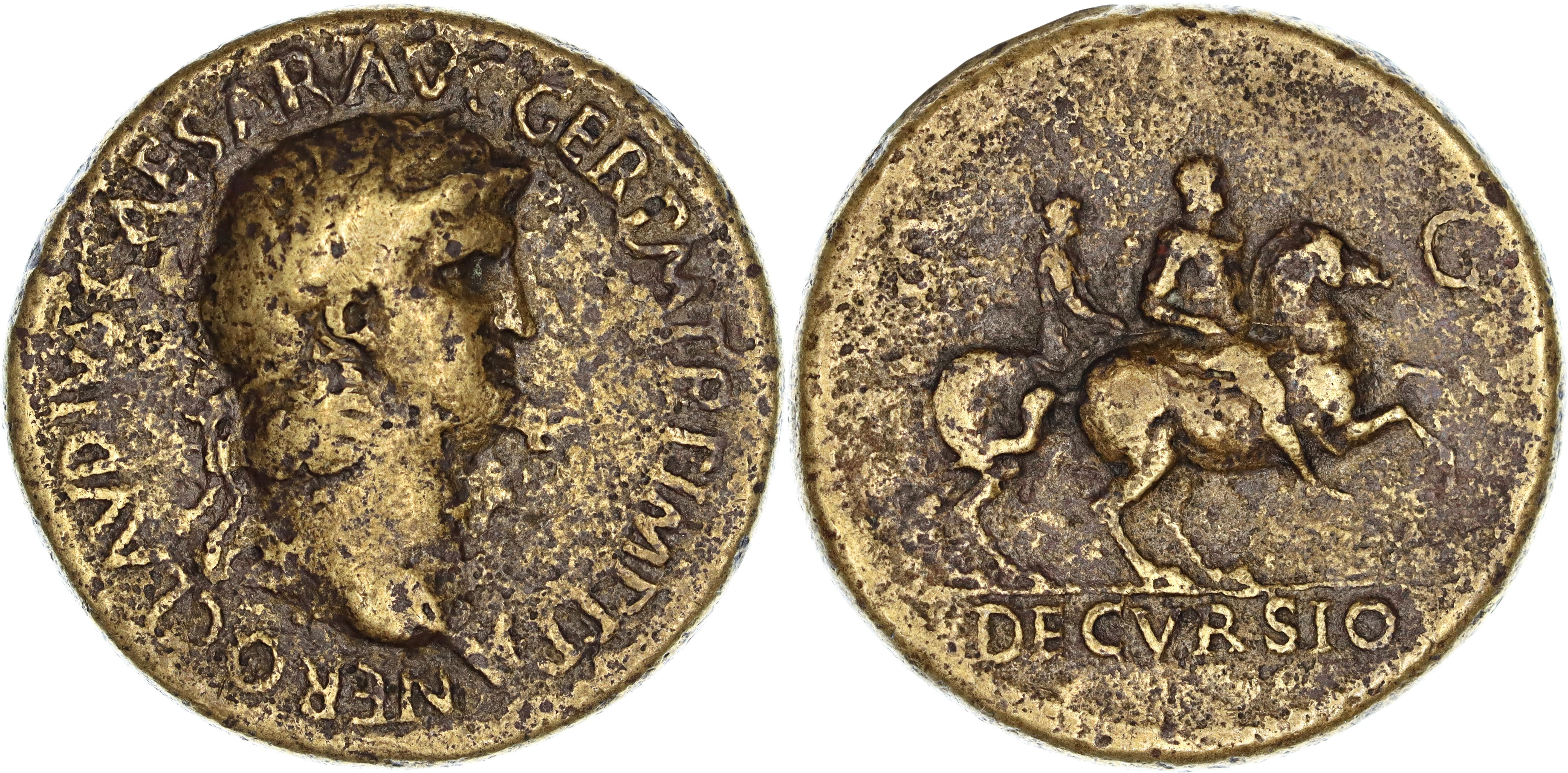 Roman Empire, Nero, Æ Sestertius, 64 AD, nVF
