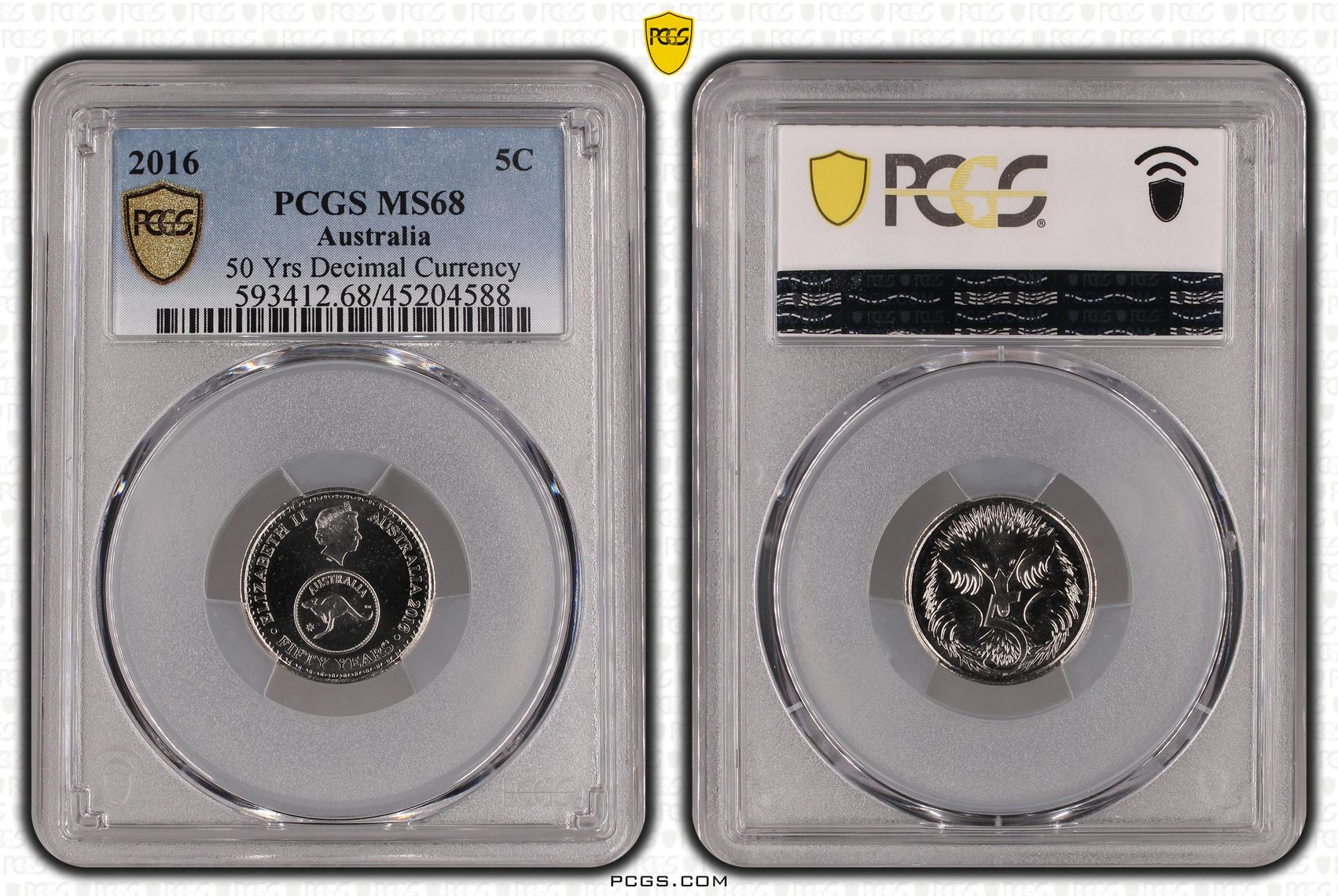 50 Yrs Decimal Currency, Five Cent, 2016, PCGS MS68