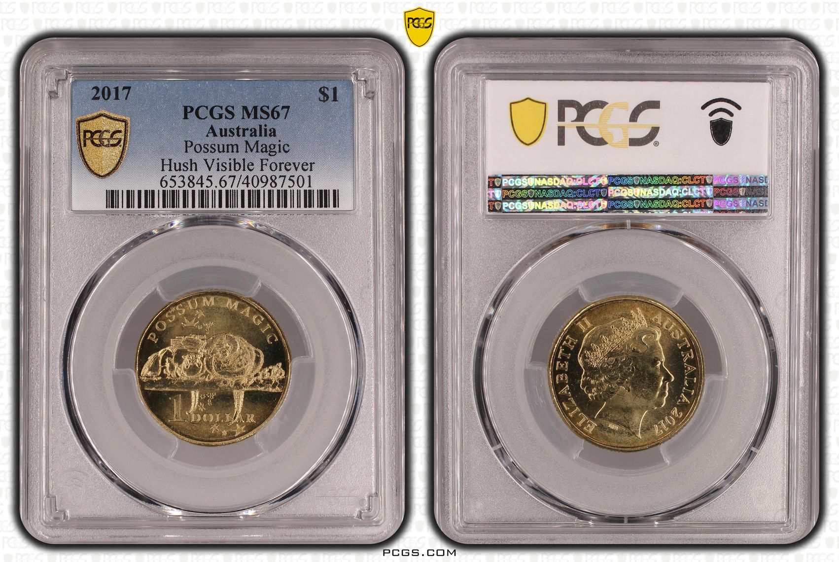 Possum Magic - Hush Visible Forever, POP 13/0, One Dollar, 2017, PCGS MS67