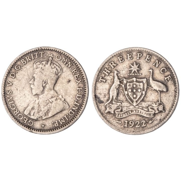George V, Threepence, 1922/1, VG