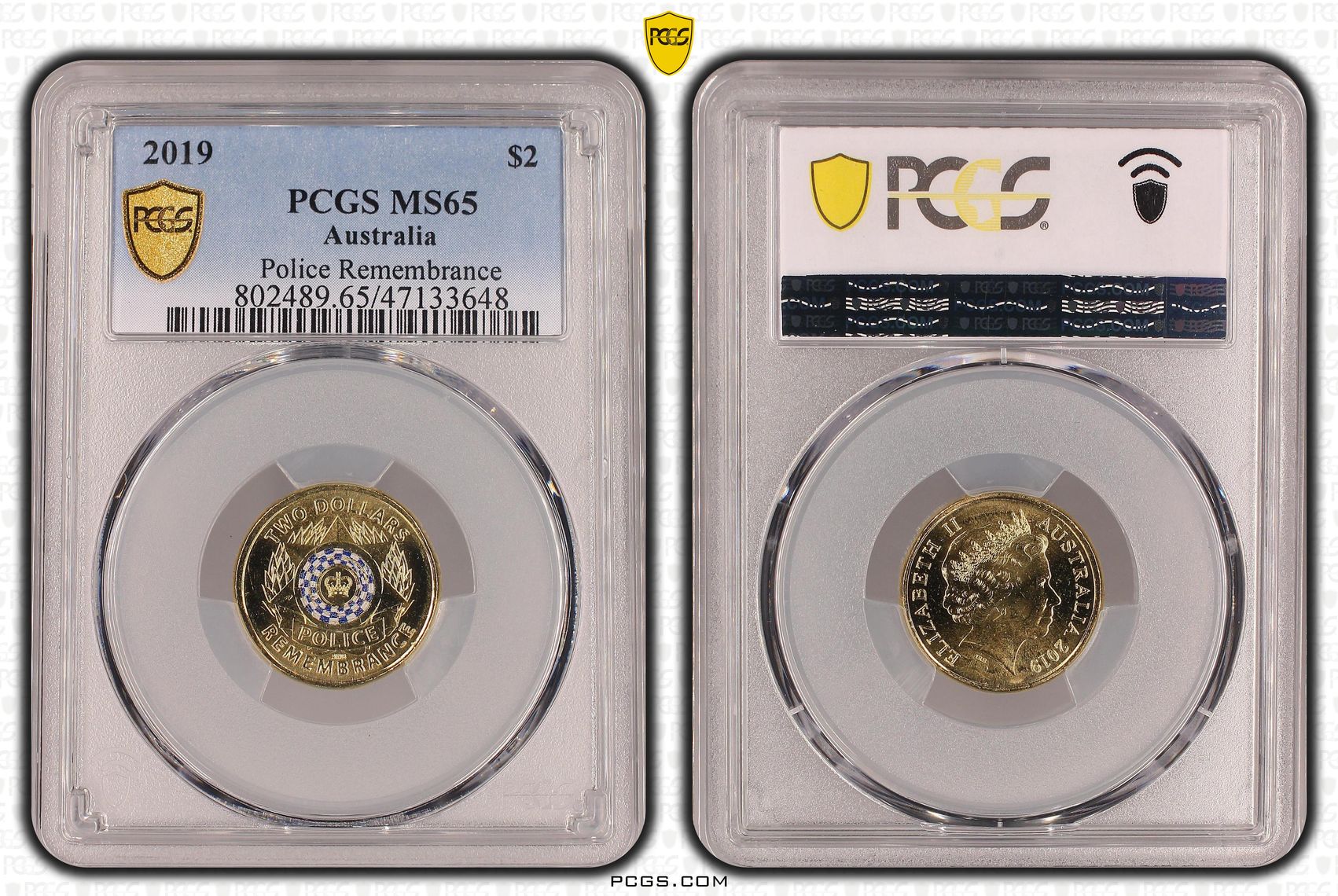 Elizabeth II, Police Remembrance Colorized, Two Dollar, 2019, PCGS MS65