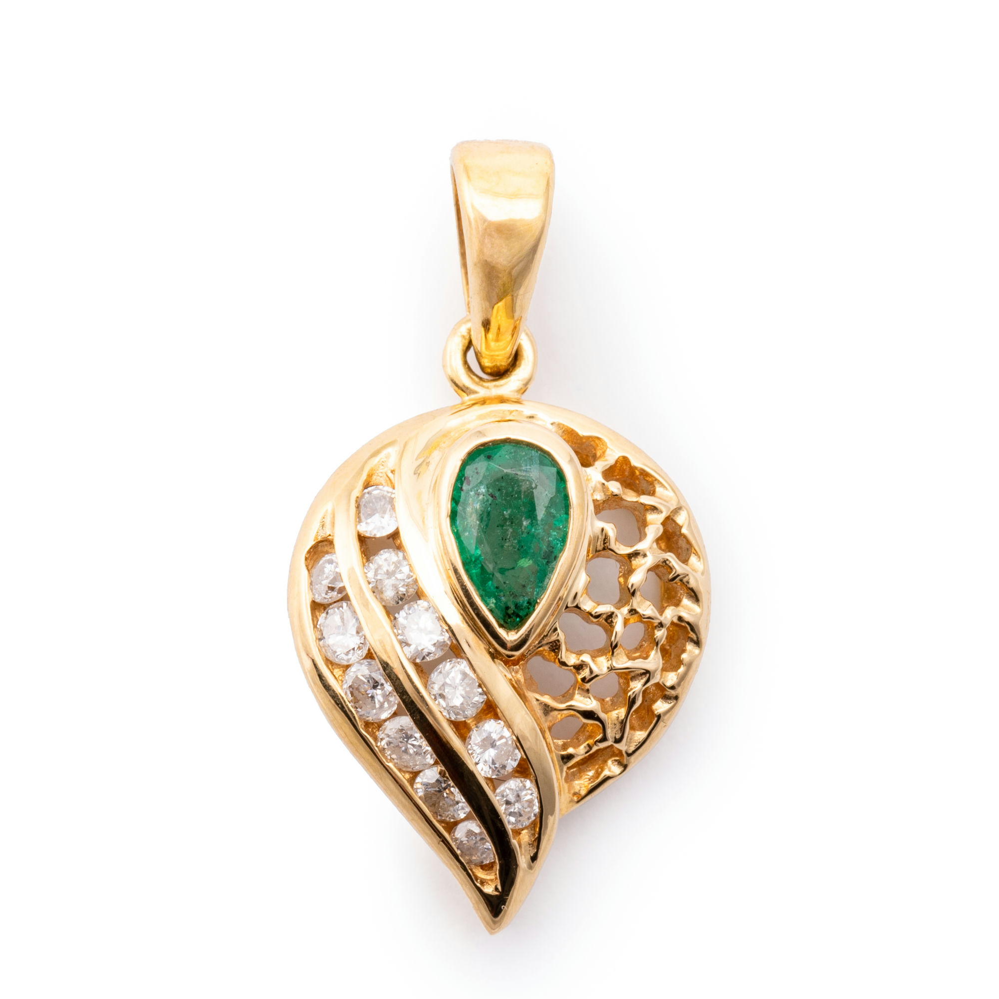 Emerald & Diamond Pendant 18ct Gold,