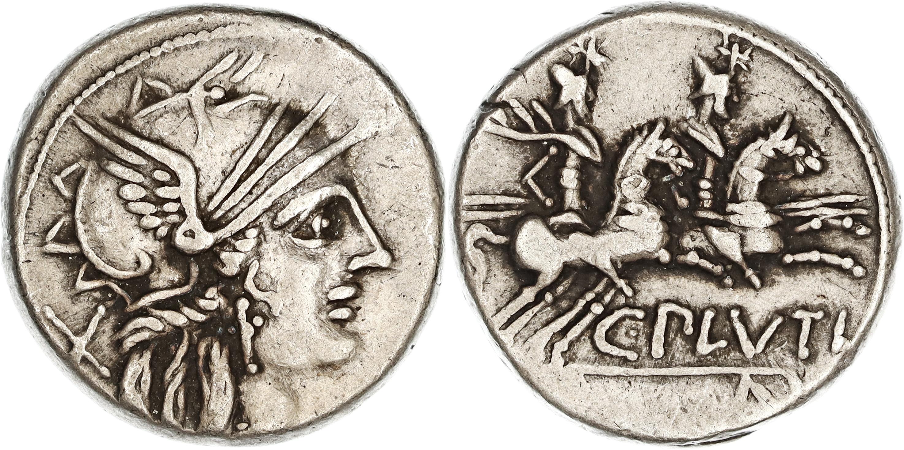 Roman Republic, C. Plautius C.f., Silver Denarius, 121 BC, VF