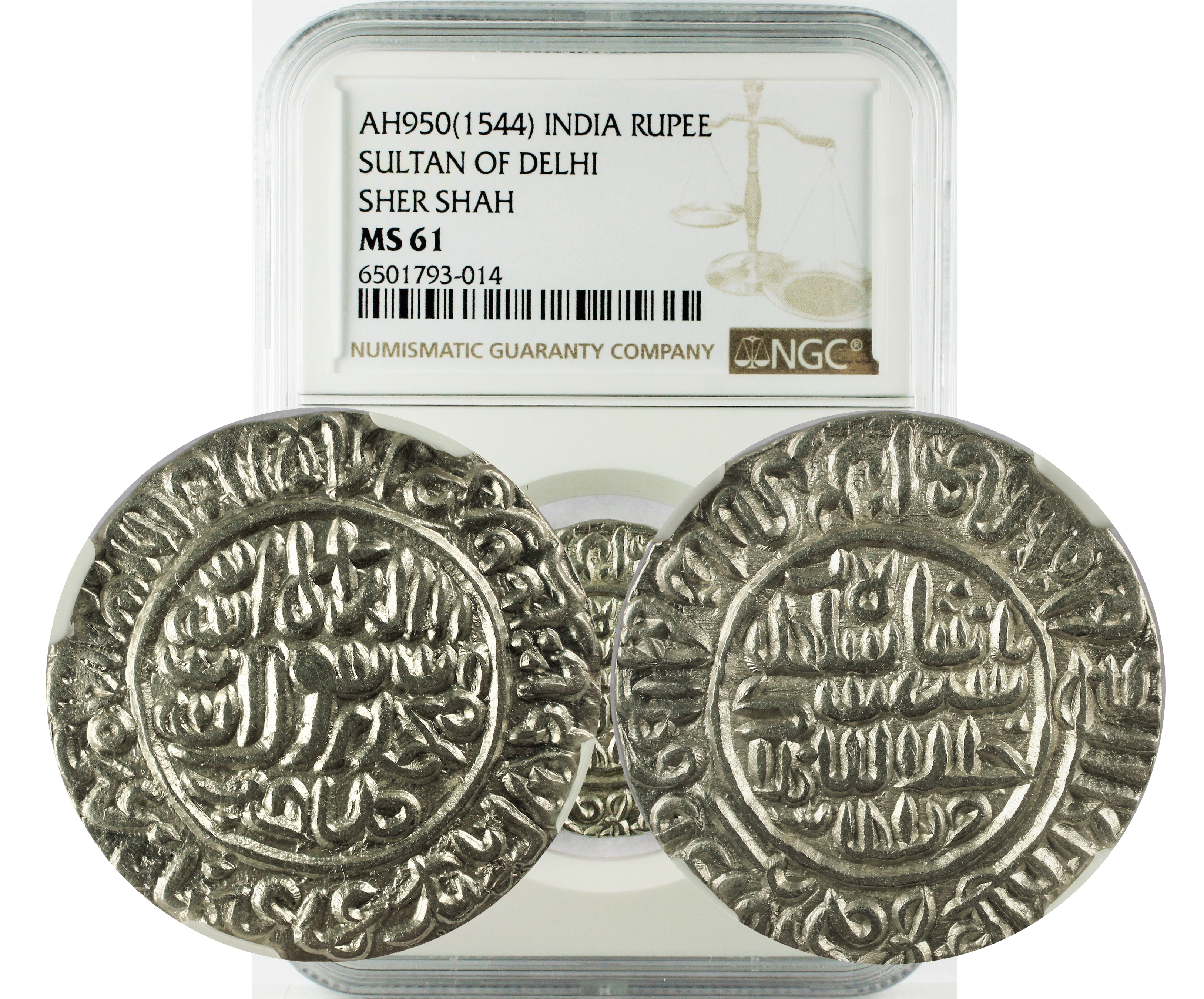 AH950(1544) INDIA SULTAN OF DELHI SHER SHAH RUPEE MS 61