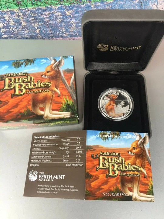2010 Perth Mint 50c Fifty Cent Bush Babies - Kangaroo .5oz Silver Coin
