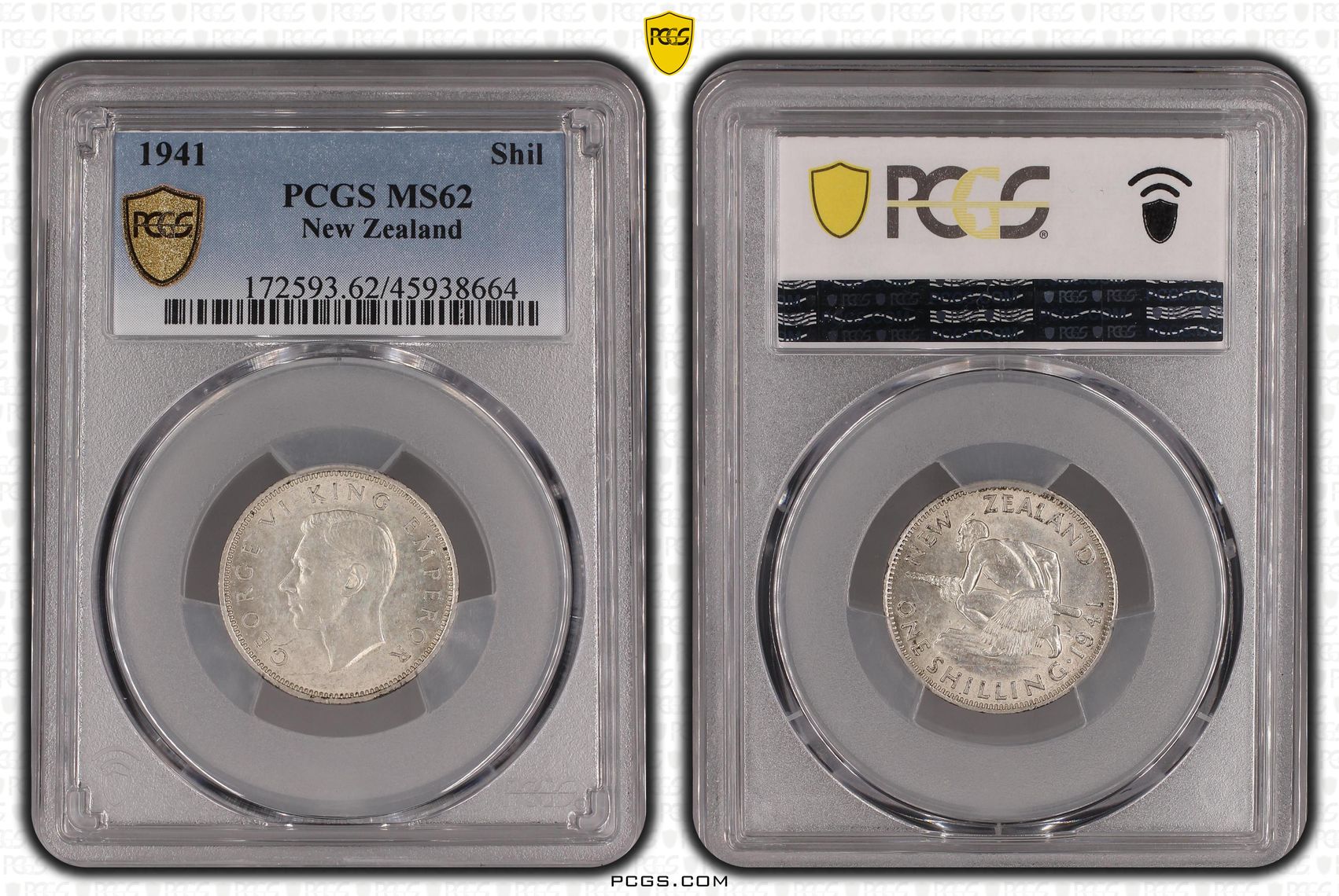1941 New Zealand Shilling Silver PCGS - MS62 -664