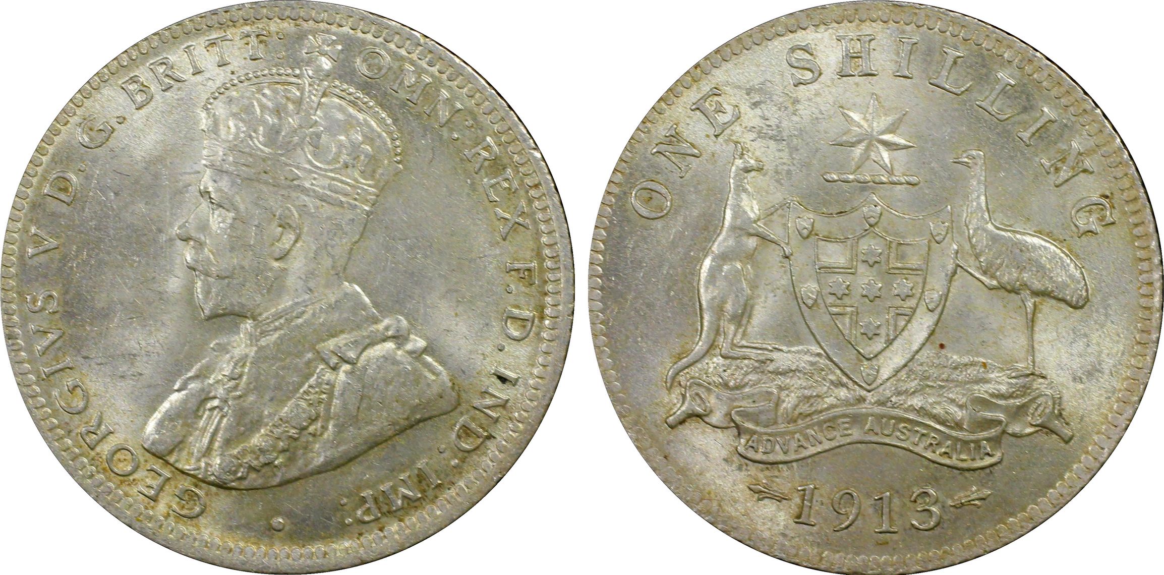 Shilling, 1913, PCGS MS62