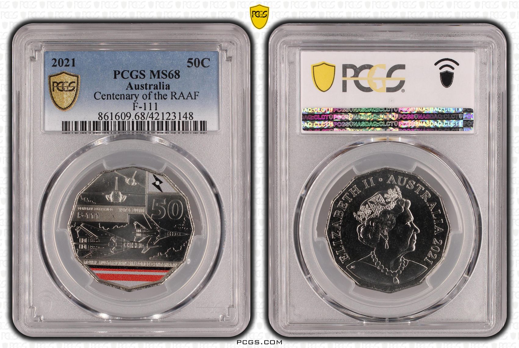 393 · Centenary of the RAAF F-111, Fifty Cent, 2021, PCGS MS68