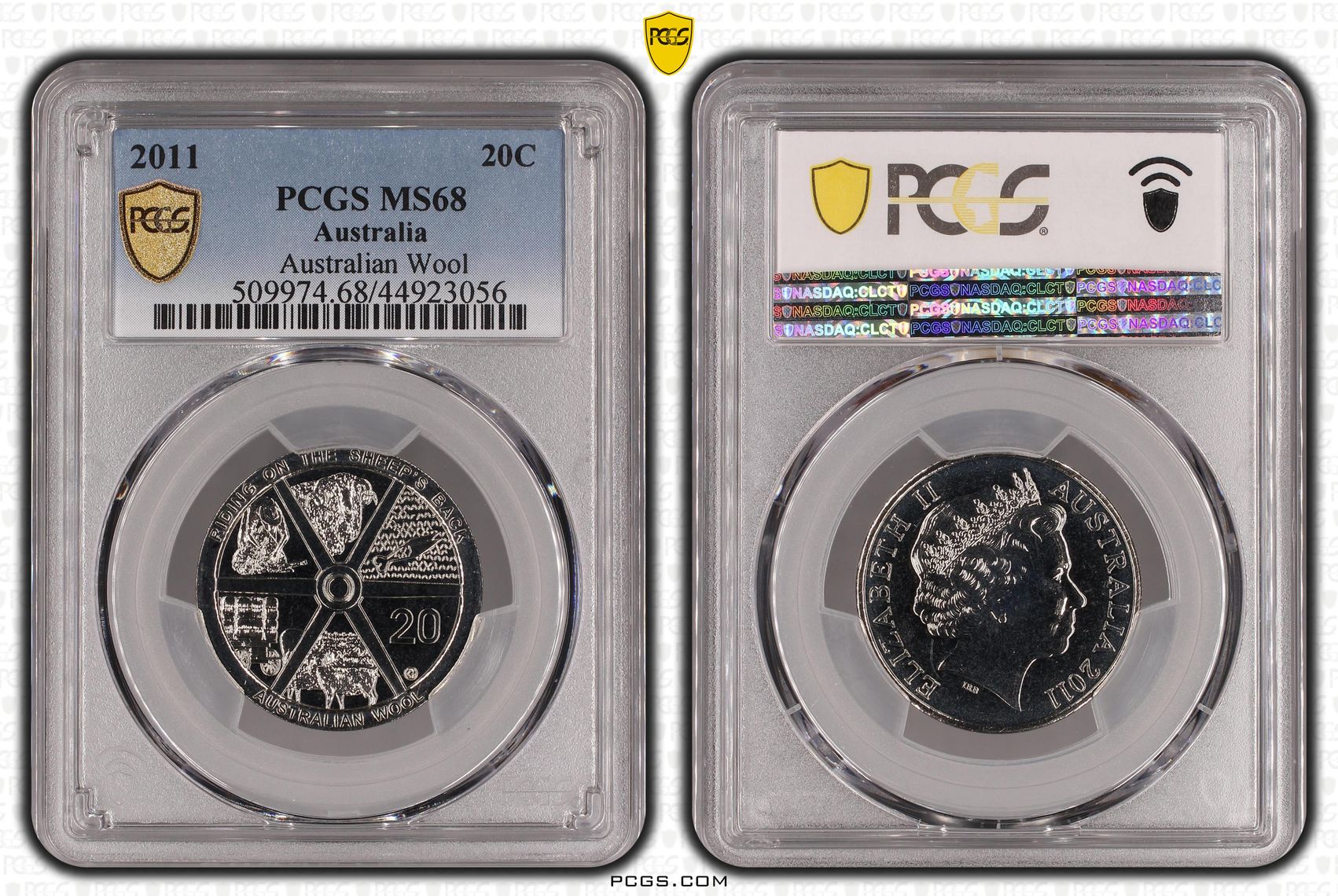 2011 Australia Twenty Cent, 20c Australian Wool PCGS - MS68 -056