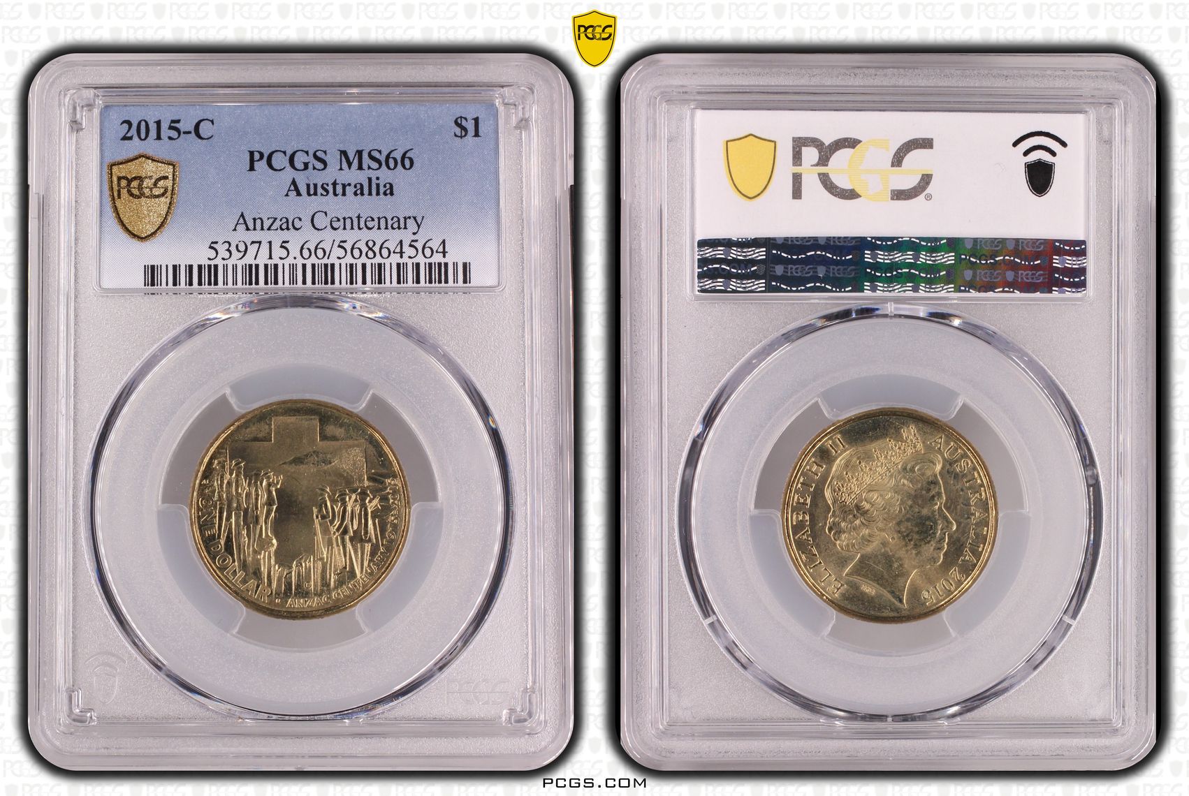 315 · Anzac Centenary, One Dollar, 2015-C,  MS66