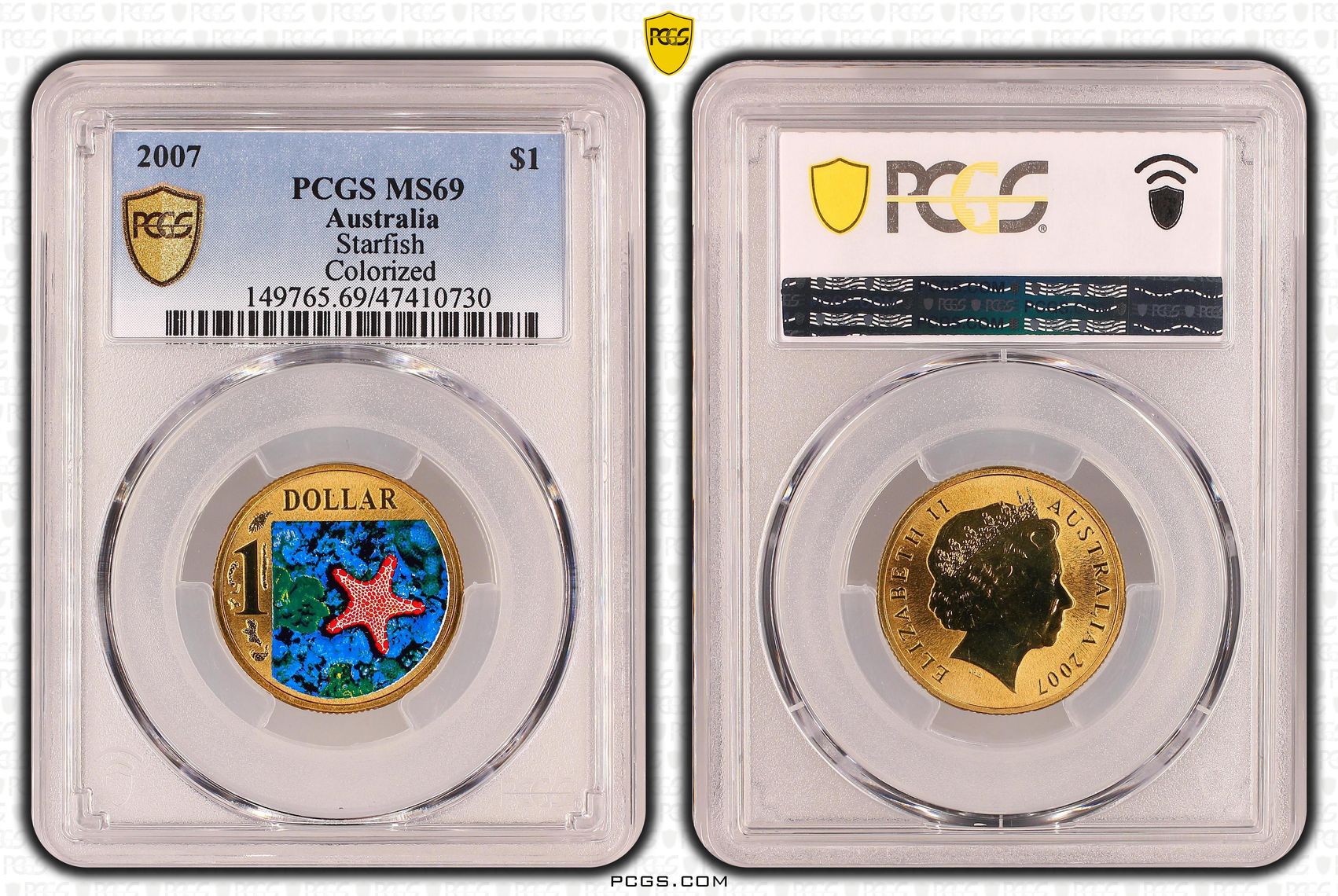 333 · Elizabeth II, Starfish, One Dollar, 2007, PCGS MS69