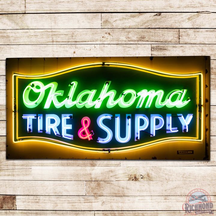 8' Oklahoma Tire & Supply DS Porcelain Neon Sign
