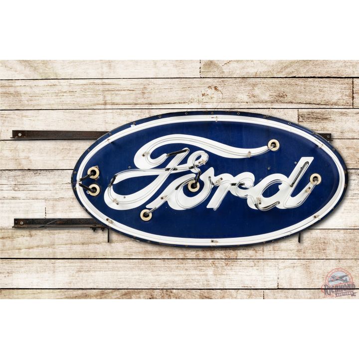 4' Ford Oval Double Sided Porcelain Neon Sign TAC 8.75 & 8.5