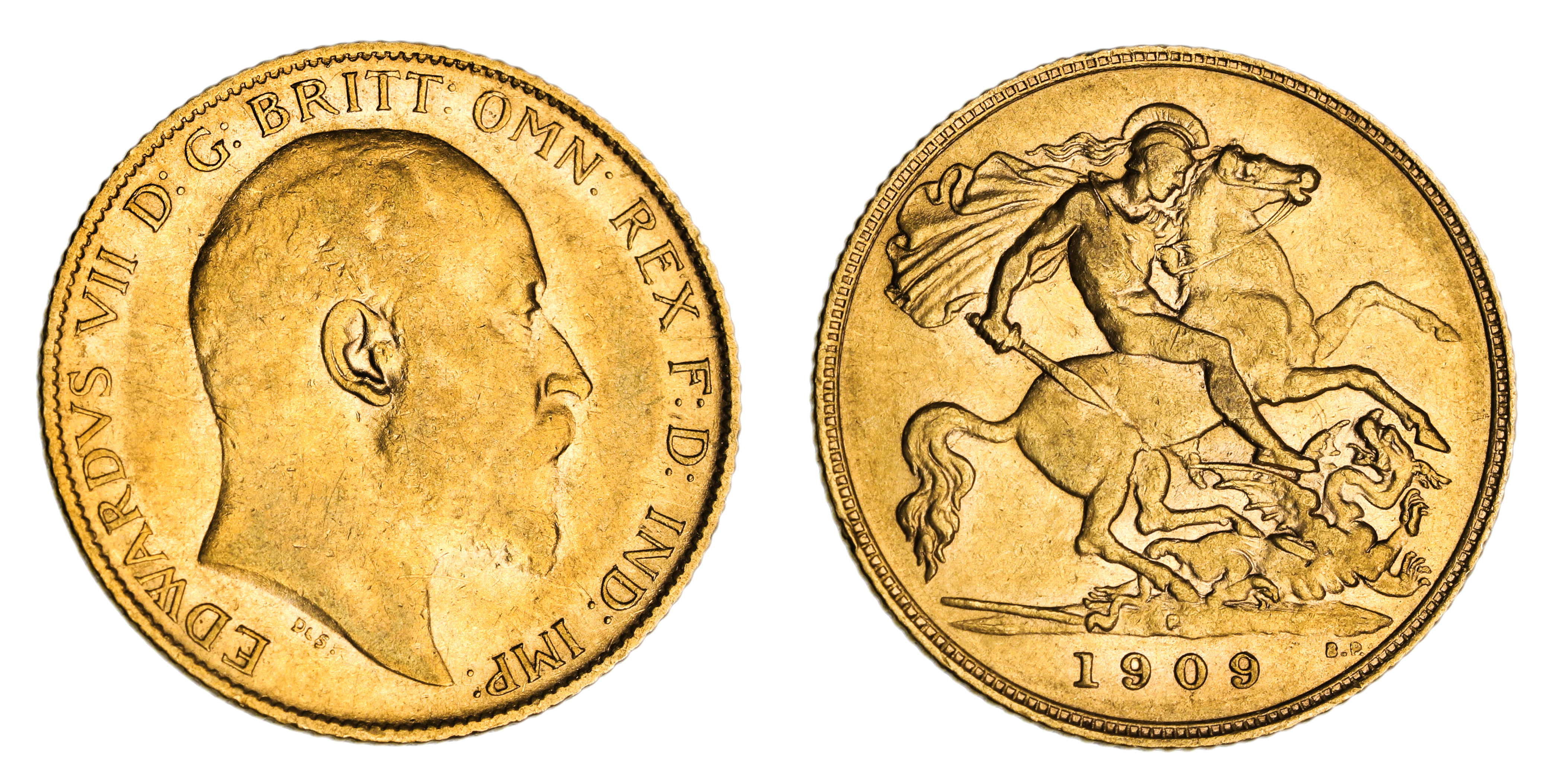 Edward VII, St. George Reverse - Perth Mint, Half Sovereign, 1909, gVF