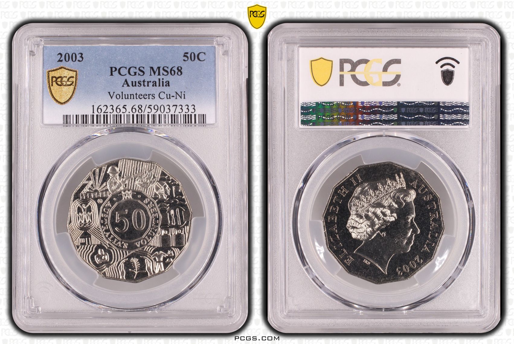 Volunteers Cu-Ni, Fifty Cent, 2003, PCGS MS68