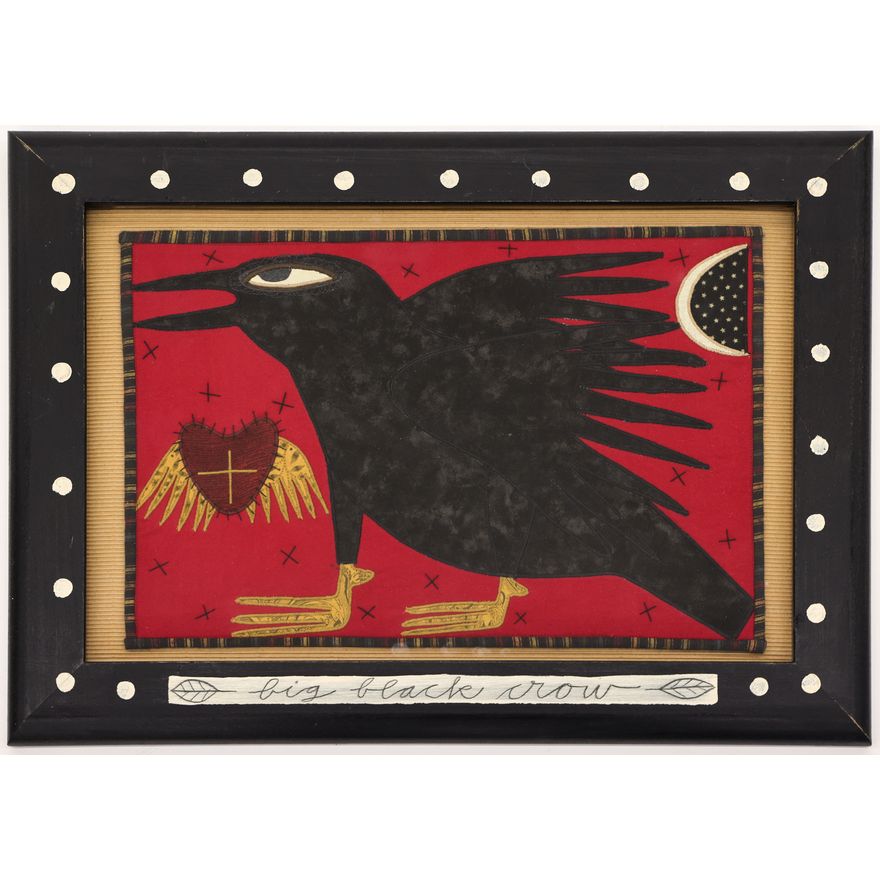 Chris Roberts Antieau ''Big Black Crow'' Fabric Art