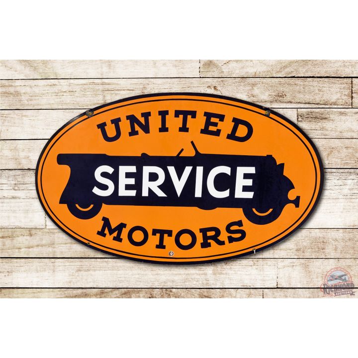 4' United Motors Service Porcelain Sign TAC 9