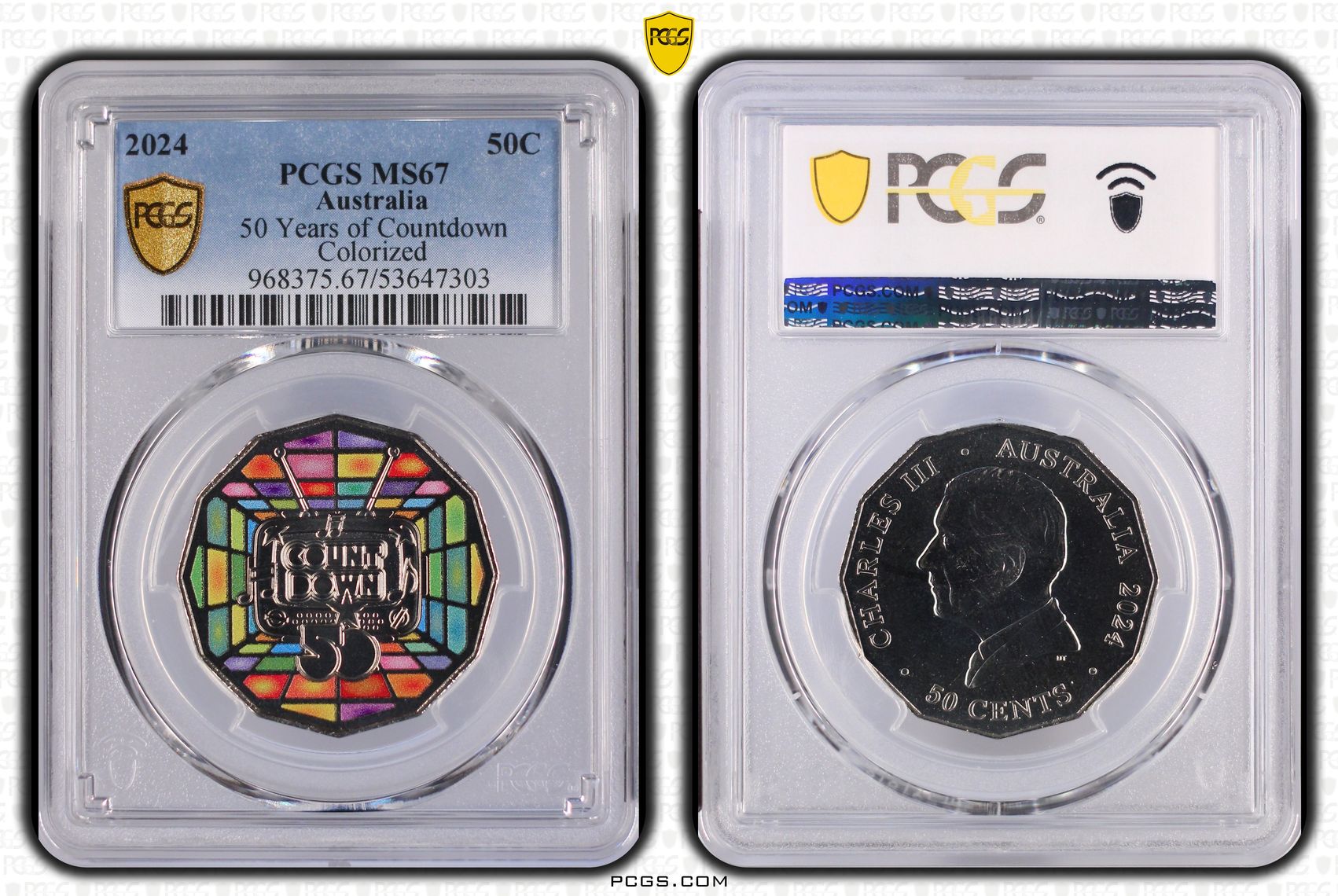 50 Years of Countdown Colourised, Fifty Cent, 2024, PCGS MS67