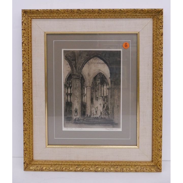 Nicola D'Acenzo Saint Giles Cathedral Edinburgh Etching- 19x16'' Framed