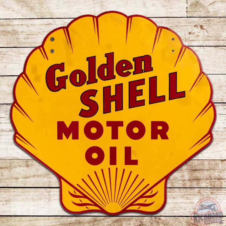 Golden Shell Motor Oil 36" Double Sided Porcelain Sign