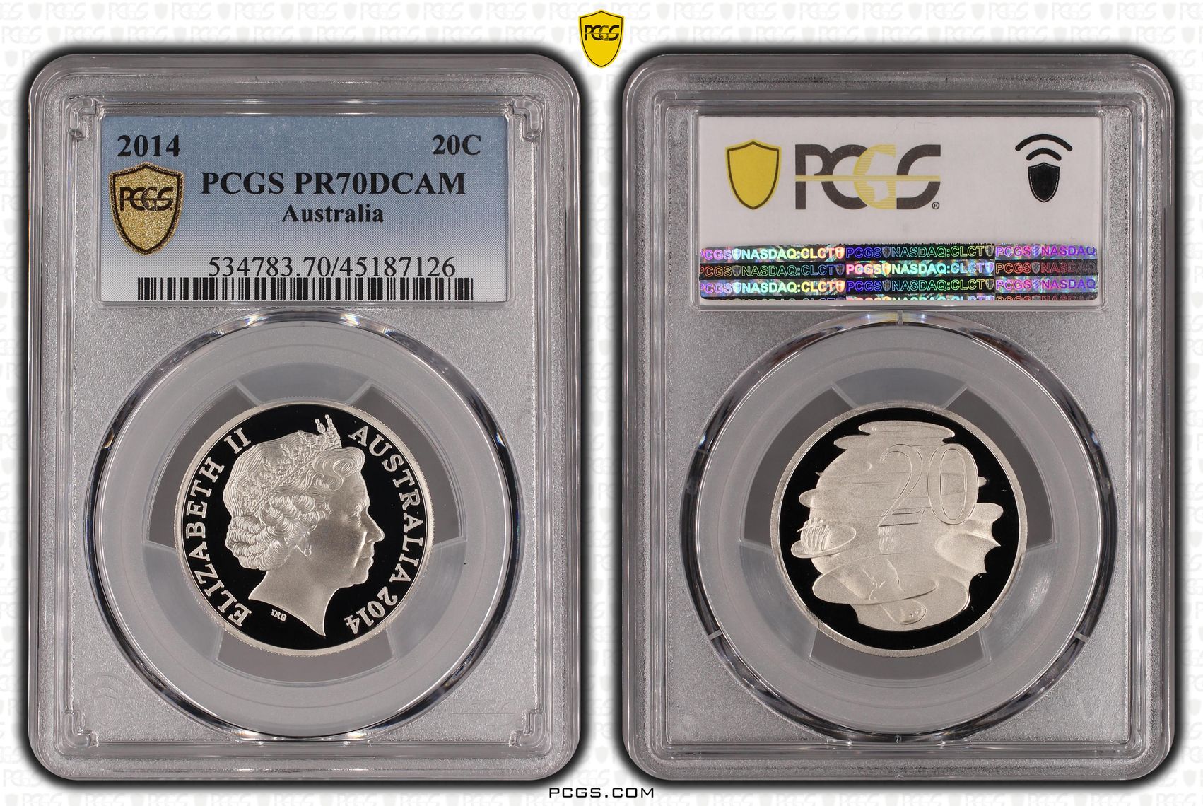 Elizabeth II, Twenty Cent, 2014, PCGS PR70DCAM