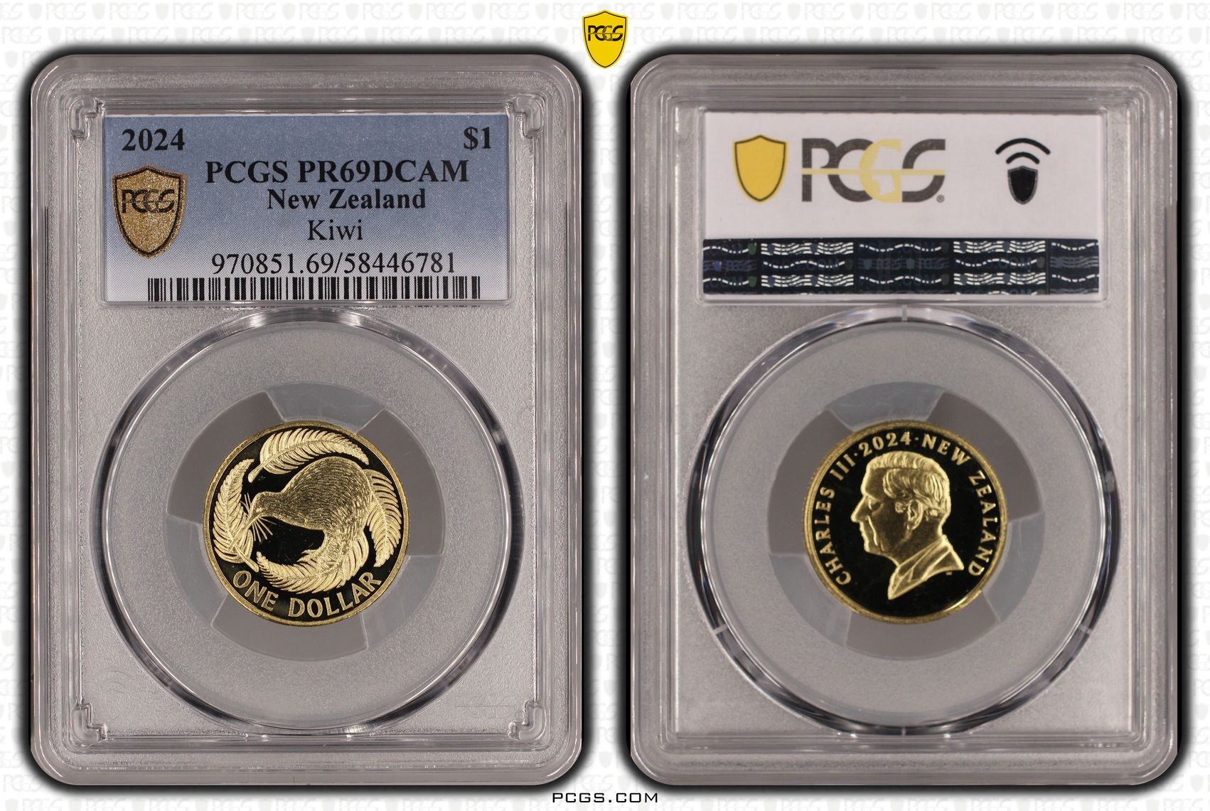 New Zealand , Charles III, Kiwi, One Dollar, 2024, PCGS PR69DCAM
