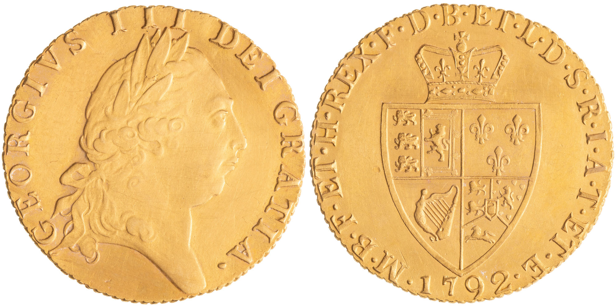 Great Britain, George III, Fifth Head Spade, Guinea, 1792, gVF