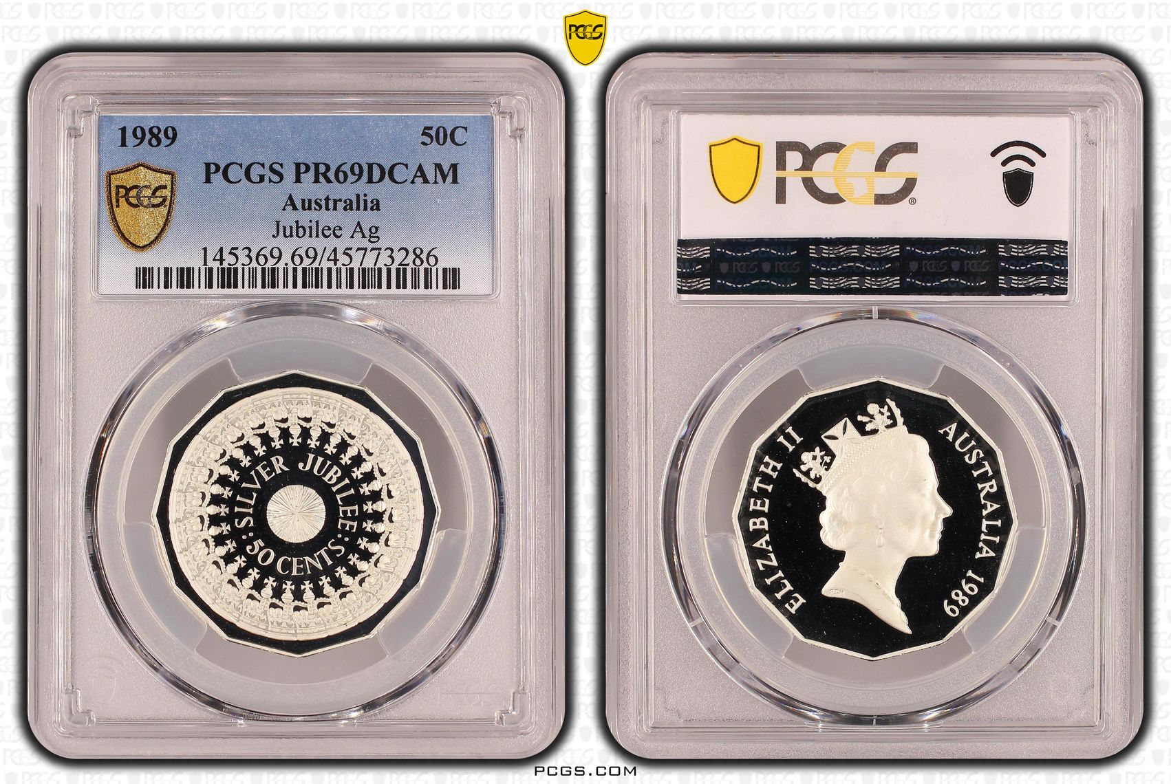 Jubilee Ag , Fifty Cent, 1989, PCGS PR69DCAM