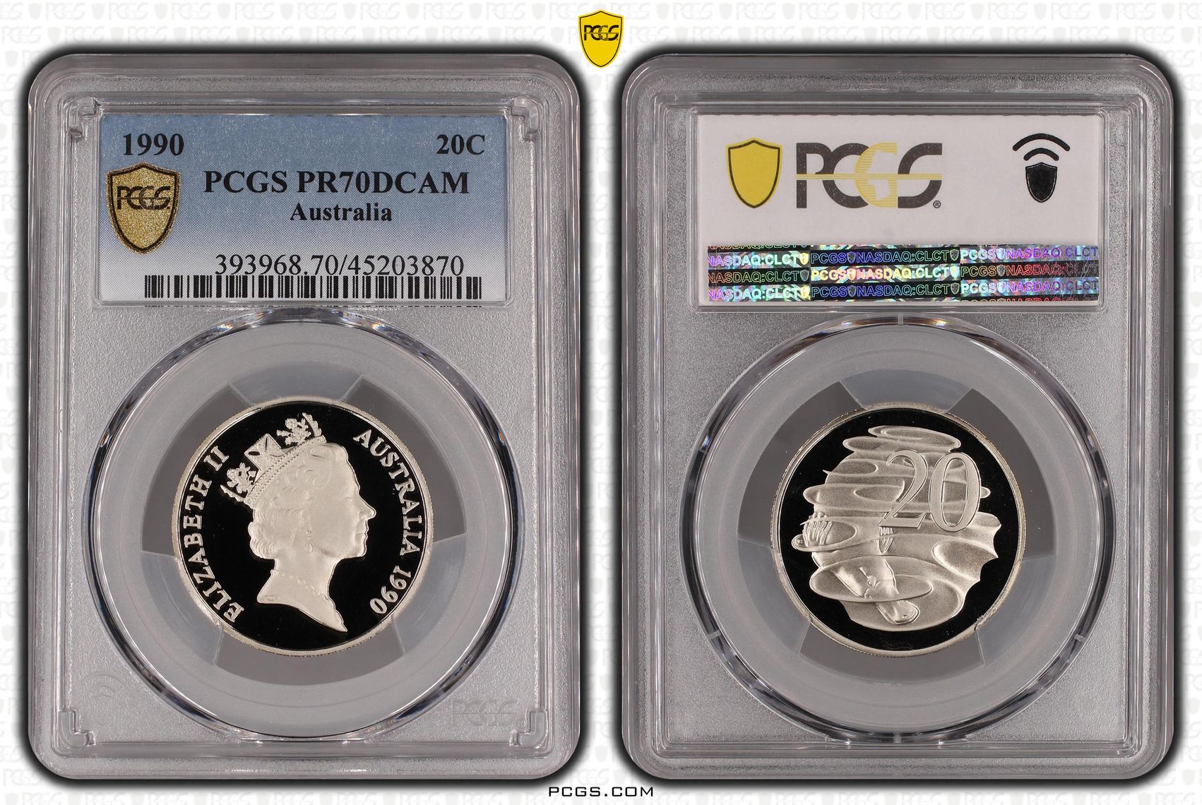 Twenty Cent, 1990, PCGS PR70DCAM