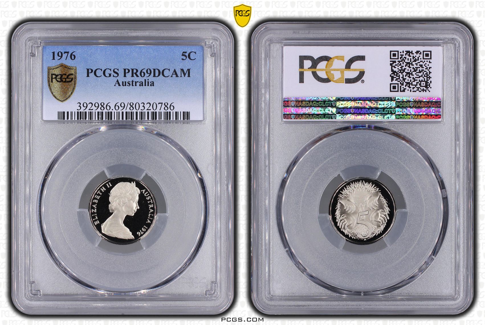 Elizabeth II, Five Cent, 1976, PCGS PR69DCAM