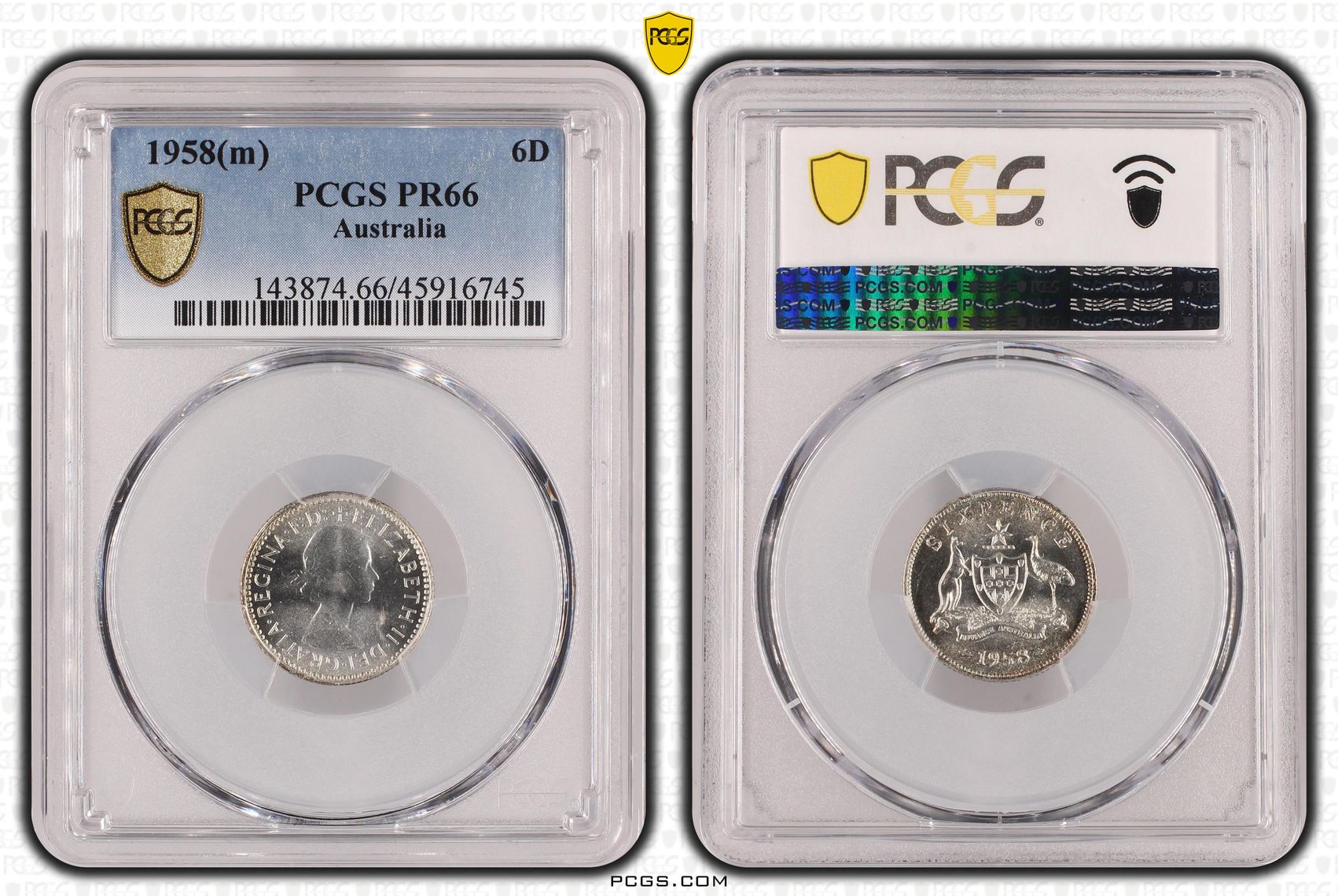 1958(m) Australia Sixpence PCGS - PR66 -745