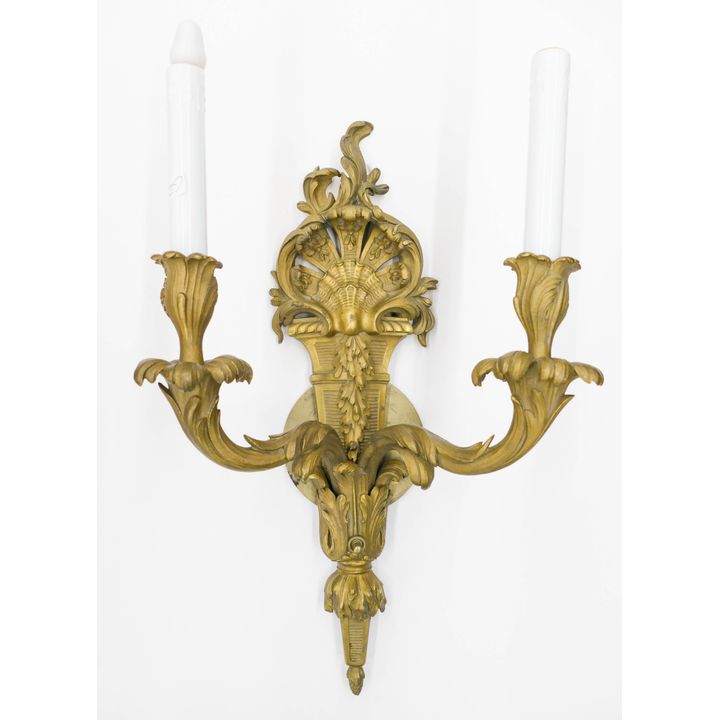 Antique French Gilt Bronze Double Candle Sconce Electrified- 18x11''
