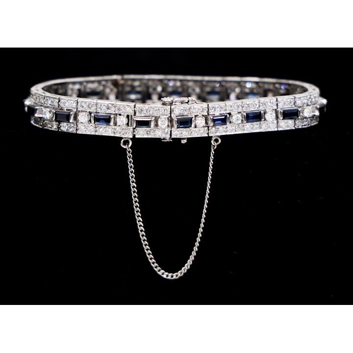 Lady's Art Deco Platinum Sapphire & Diamond Cocktail Bracelet