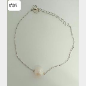 STERLING SILVER BRACELET WITH SINGLE FRESH WATER PEARL - 50692/219