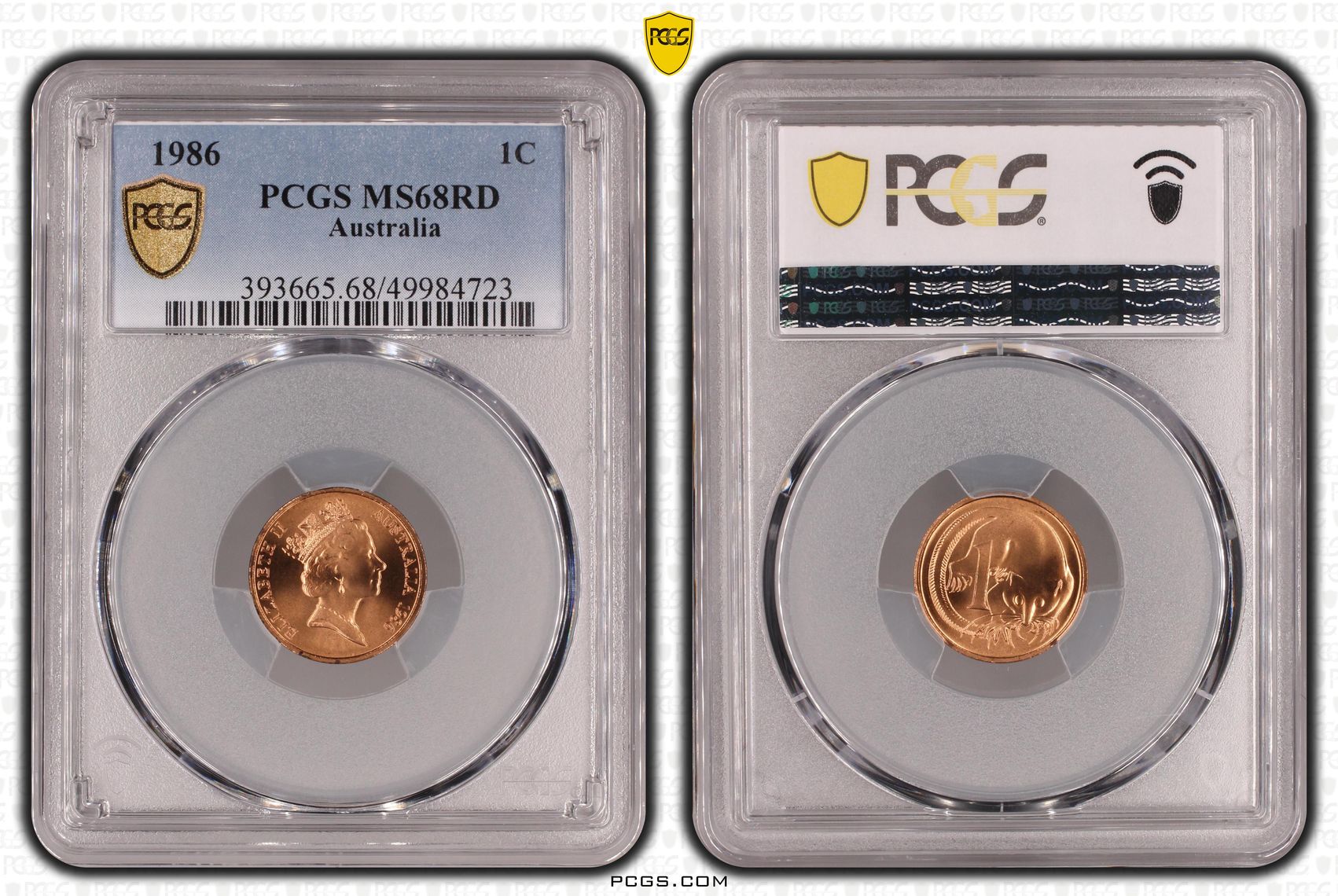 Km-78 , One Cent, 1986, Pcgs Ms68rd