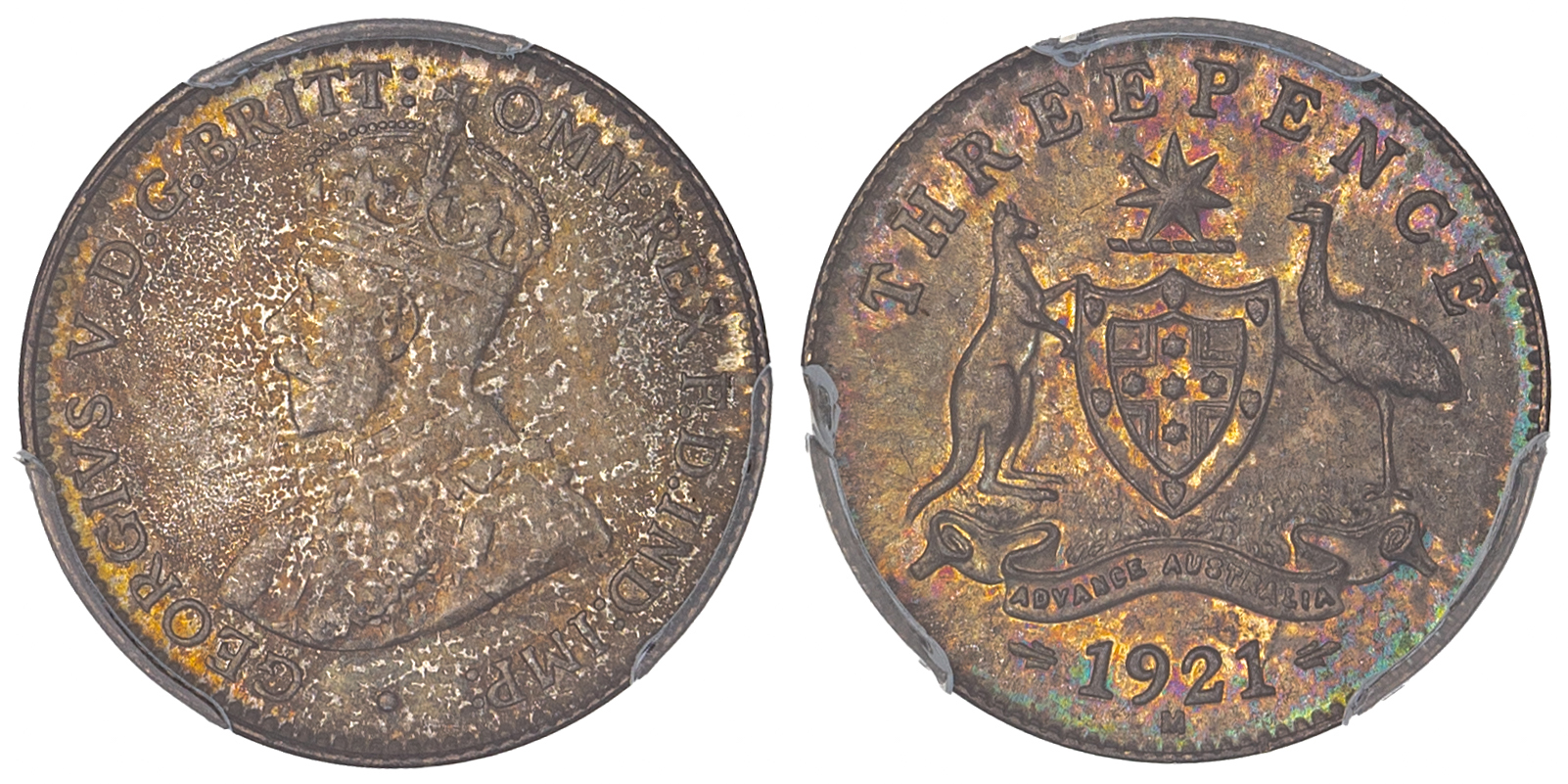 George V, Threepence , 1921-M, PCGS MS65