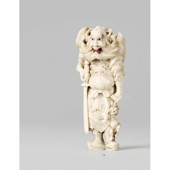 A large and impressive ivory netsuke of Shoki. 19th century