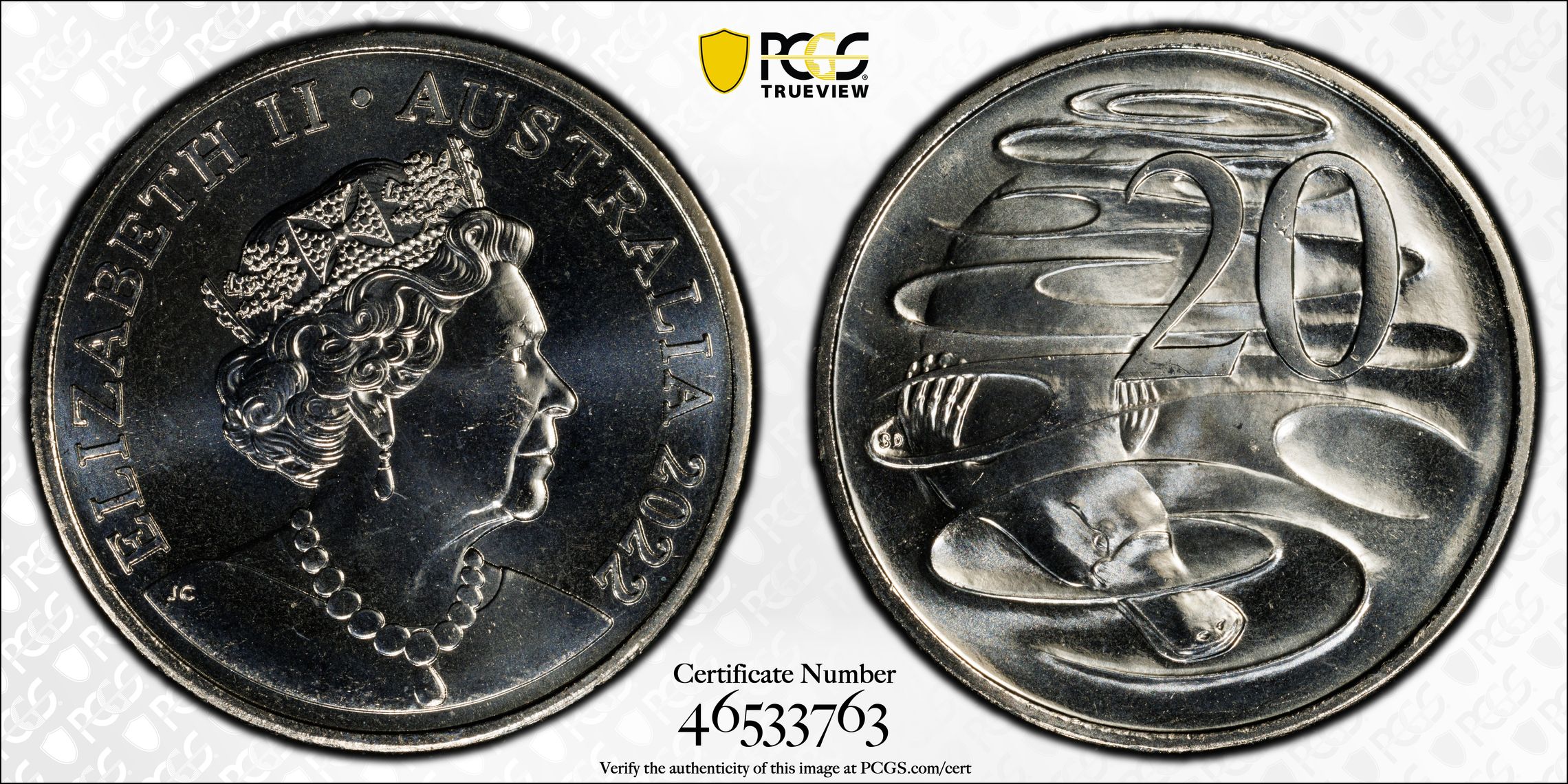Twenty Cent, 2022, PCGS MS68